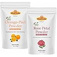 Khadi 100% Pure Organic Orange Peel Powder, Rose Petal Powder Combo-200g(100g x 2 Pack) | Orange Peel Powder, Rose Petal Powder for Face Pack, Skin Whitening, Oil Control