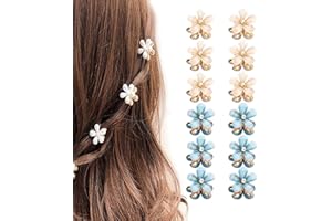 IUDWCG 12 Stück Mini Diamant Haarspangen,Kleine Haarspangen Blumen-Haarspangen Haarschmuck für Damen, Mädchen,süße Mini-Haarspangen,Haarspangen für Foto, Alltag, Party, Hochzeit (Weiß & Bule)