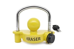 KRASER KR815 Bola Antirrobo Remolque, Candado Enganche con Cerradura Curva Alta Seguridad, Antirobo Caravana Facil Usar Coche Cierre Remolque Cepo Antirobo Trailer Universal Seguridad Parking