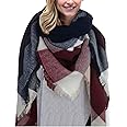 ChAusa Chaud Echarpes Femme, Echarpe Triangle Femme, Echarpe De Couverture à Carreaux, Imitation Chaud Automne Hiver Grand Plaid Tissu Glands Foulard, Pour Grand-mère Mère Petite Amie En Hiver