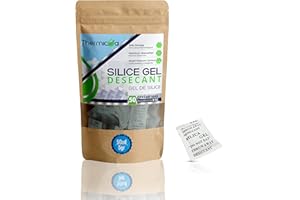 Silica Gel Bustine Multiuso, 50 Packs X 5g Anti Umidità, Gel di Silice Sacchetti Assorbi Umidità Armadio, Attrezzature, Gioielli, Essiccanti Sfere Gel, Thermikoa