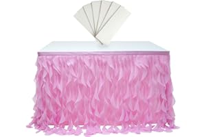 rismart Mehrschichtig Tüll Tischrock Tutu Tischbekleidung zum Geburtstag Hochzeit Parteien Rosa,77 H x L 187 cm