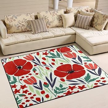 Rot 5 3 X 4 Feet Mehrfarbig Kamelie Textil Blumen Motiv Mit Zucker