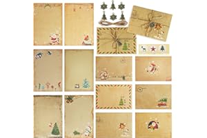 GUKASXI 90Pcs Christmas Writing Set, Christmas Wish List Notelet Letter Writing Set Stationery to Santa – Father Christmas Writing Set Includes Dear Santa Letter, Envelopes, Sticker Sheet, Pendant, Rope