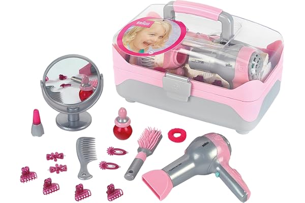 Theo Klein 5862 | Mallette Coiffure Braun | avec sèche|Cheveux à Piles | Et de Nombreux Autres Accessoires | Jouet pour Enfants à partir de 3 Ans