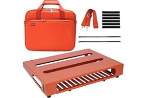 GOKKO Guitar Pedal Board 13.8" x 11" Guitar Pedalboard with Power Supply Bracket, Includes Carry Bag & Mounting Tapes (Orange, GKS-14OR)