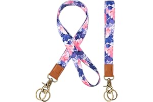 HINSLY Smycz na klucze na nadgarstek, smycz na klucze, smycz na klucze, 2 sztuki z 4 brelokami, smycz na klucze, smycz na nadgarstek, breloczek do kluczy dla kobiet, kluczy samochodowych