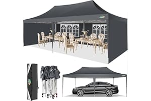 COBIZI Pop up Gazebo 3M x 6M Marquee Gazebo with Sides 2.0, Upgrade Structure Wind & Waterproof Easy up UV Blocking with 4 Sidewalls & Carry Bag & 4 Stakes & Ropes, Grey