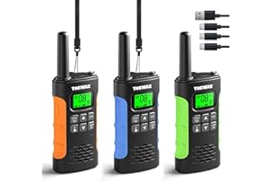 Tokwak Talkie Walkie Longue Portée Rechargeable par USB C, Lot de 3 Talkies-Walkies Enfants Adultes 16 Canaux VOX Lampe Torche, Walkie Talkie PMR446 Batterie Li-on pour Camping, Randonneé, Vélo, Fêtes