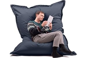 Avalon Cuscino Gigante Puff Pouf Poltrona Sacco Imbottito 600L Tessuto antistrappo/Impermeabile con Sacca Interna Jive 200x140cm per Bambini e Adulti Made in Italy Colore Blu scuro