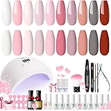 RSTYLE Kit Semipermanente Unghie, 10 Coloris Bianco Rossa Smalto Semipermanente Unghie, 48W Lampada UV LED Unghie Kit Smalto 