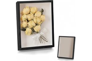 PMUEUFF 3D Bilderrahmen zum Befüllen, 25,4X 20,3cm Bilderrahmen Tief, Aufhängen Objektrahmen, 3D Rahmen zum Befüllen für Fotos Blumen Hochzeitsstrauß DIY Deko (Schwarz)