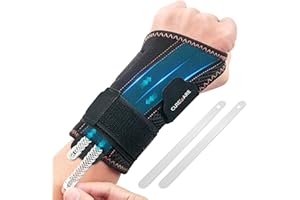 CURECARE 2 in 1 Carpal Tunnel Wrist Splint, Wrist Supports with 2 Replaceable Matel Plates & Springs, Wrist Splint for Night Support, Customized Wrist Brace for Tendonitis, Pain Relief (S/M, Left)