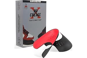NO CREASE Cushioned Gel Scented Shoe Crease Protectors, Anti Wrinkle Toe Box Shields, Guards for all Trainers, Shoes and Sneakers, Compatible with Air Force 1 & Air Jordan (UK 7-12, Black & Red)