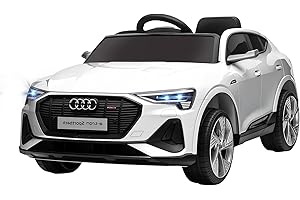 HOMCOM Elektro Kinderauto 12V Elektrofahrzeug Audi E-tron Elektroauto mit Fernbedienung, Sicherheitsgurt, Musik (MP3/USB/TF), Kinderfahrzeug für Kinder 3-5 Jahre, 3-5 km/h, Weiß