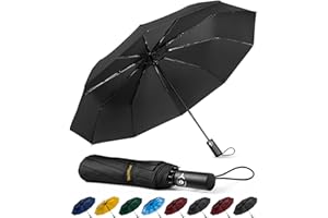 TechRise Umbrella Compact Windproof Travel Umbrellas: Easy Auto Open Close, Strong Fiberglass Frame, Durable Folding Lightweight Portable Automatic Backpack Umbrella for Men and Women, 10 Ribs