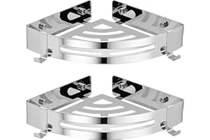 Hoomtaook Mensola per doccia senza foratura, per bagno, doccia, rettangolare, senza danneggiare il supporto da parete, per bagno, 2 pezzi, argento