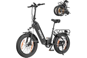 ‎ESKUTE ESKUTE E Bike Star, Klapprad Elektrofahrrad mit 20 Zoll Fat Tire, 36V 25Ah Batterie, Aluminium-Leichtbau, Reichweite bis zu 120 km, 7 Gang Getriebe Ebike Herren Damen für MTB, Strand & Schnee