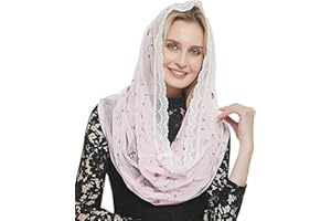 LEIMANDY Orthodoxer Schleier Kopfbedeckung mit bestickten Blumen Katholische Kapelle Mantilla Schleier V50