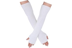 CHIC DIARY Arm Warmers Long Fingerless Gloves for Woemn Knit Mitten Y2K Wrist Warmer with Thumb Hole For Winte
