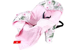 ‎BABYLUX Babylux Baby EINSCHLAGDECKE 90 x 90 cm Einlage Babyschale Kinderwagen Buggy Decke Autoschale Autositz Minky Baumwolle 3-Punkt-Gurt Kleinkind Babydecke (13. Rosa +Wilde Blüten)