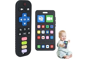 Aolso Beißring Baby, 2 styck silikon bebisbitande leksak, fjärrkontroll + , silikon baby tuggleksak, BPA-fri, Lugnar barnens ömma tandkött, Beißspielzeug baby för pojke & flicka