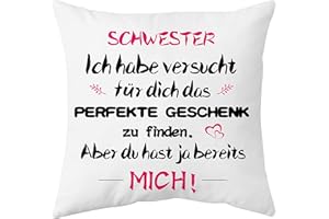 Shoppawhile Schwester Geschenk zum Geburtstag Geschenke für Schwester Weihnachten Geschenk Schwester Kissenbezug 40x40cm, Weiß