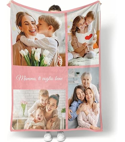 Coperta Pile Personalizzata Babloo Con Foto E Dedica | Design Cuori E Stelle | Regalo San Valentino