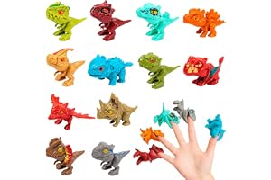 QingWing 12 stycken dinosaurier fingerleksaker, dinosaurieleksaker