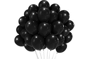DAZAKA Palloncini Neri Palloncini Nero Palloncini Compleanno Lattice 50 Pezzi 30 cm Elio o Aria Palloncini Biodegradabili per Decorazioni Feste Matrimonio Baby Shower Anniversario Laurea Halloween