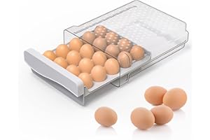Eierbox,Eierbehälter für 20 Eier,eierbehälter für kühlschrank,Deecam Aufbewahrungsbox für Frische Eier für Kühlschrank,Eierschublade, Eierablage(1 Stück) Transparent, Weiß，Kühlschrank Organizer