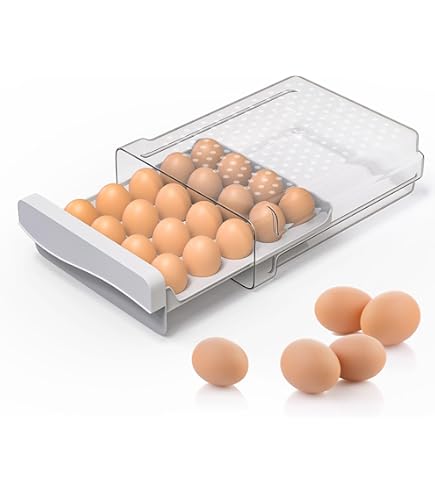 Portauova Per Frigorifero Theaoo - Dispenser Automatico - Plastica Trasparente - Per 12-14 Uova - Impilabile