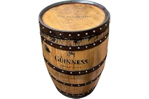 Cheeky Chicks Ltd Recycled Solid Oak Whisky Barrel Guinness Branded Patio Table | Pub Home Bar Table