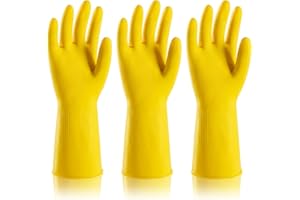 ThxToms 3 Pairs Large Cleaning Gloves, Reusable Natural Rubber Dish Gloves, Durable Waterproof Design for Kitchen, Bathroom & Dishwashing, Multipurpose & Comfortable To Use