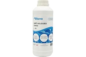 BLUVO Algicide Anti-Algues Choc Piscine 1L | Rattrapage Eau Verte & Eaux Troubles | Double Action Préventive & Curative | Stop Algues pour Piscine et Spa