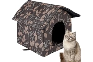 TOPOLOAR Toploar Katzenhaus Für Draußen Winterfest, Wasserdichtes Outdoor Katzenhöhle Für Katzen mit Abnehmbarem Matte, Faltbares Pet Outdoor House Tierheim Für Kleine Katzen (M)