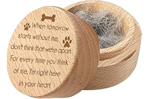CREATCABIN Pet Hair Keepsake Box Wooden Pet Mini Fur Memorial Box Dog Hair Ashes Container Custom Pets Small Memorial Urn Loss Sympathy Gift for Storing Dogs Cat Hair Teeth Nails Ashes Paw 2 x 1.6in