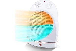 DreiWasser Heizlüfter Energiesparend 2000W, 120° Tragbares Heizlüfter mit 2 Heizstufen Einstellbar Thermostat Heiß und Kalt Kühl Betreiben