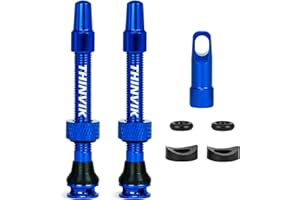 Thinvik Valve Presta Amélioré 48mm pour Pneus Tubeless – Kit Super Léger avec Capuchon et Outil de Démontage (Couleurs et Tailles Variées – Paire) pour Vélo de Course/VTT
