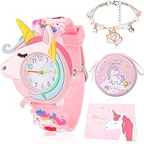 Kids Horloges voor Meisjes van 3-10 jaar, Analoge Kwarts Kinderhorloge Schattig 3D Cartoon Kids Watch Polshorloge Siliconen Band Meisjeshorloge Girls Watch