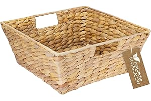 HMF Geschenkkorb leer, Aufbewahrungskorb geflochten aus Wasserhyazinthe | Rechteckig | 30 x 30 x 12 cm