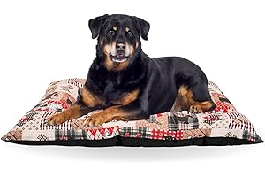 KIRA & GARA Kira&Gara® Cama para Perro - Colchoneta para Perro - Cojín Perro - Colchón Perro (L - 90x80cm, Fancy-Red)