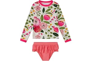 1STRUNANDUP Bambine Costume da Bagno Manica Lunga Tankini UPF 50+ Protezione Solare Ragazza Rash Guard Set 3-8 Anni