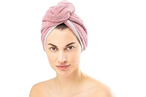 HOMELEVEL 2x Asciugamano Capelli Turbante Cotone - Set Asciugamani Asciugacapelli Professionali Ricci Lisci Mossi - Panno Asciugatura Rapida Capelli
