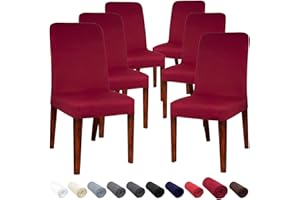 JARITTO Coprisedie con Schienale Sala da Pranzo Elasticizzato Fodere Sedie Moderno Copertura Protettiva della Sedia Lavabile Rimovibile per Hotel Ristorante Festa di Nozze 6 Pezzi (Rosso Vino)