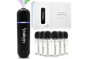 YOUBERRYSILK Smart car air freshener, Smart car diffuser, air freshener with 6 aroma oils, rechargeable aroma Diffuser