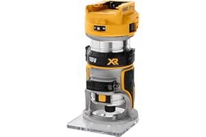 DEWALT DCW600N-XJ - Perfiladora XR 18V, Motor sin Escobillas, Velocidad Variable 16,000-25,500 rpm, Base Ajustable, Luz LED, Compatible con Baterías XR, Compacto y Ergonómico, Sin Batería ni Cargador