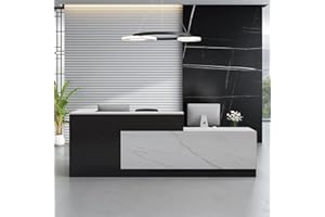 HELIOSRIDER Empfangstheke, Empfangstisch, Einfach Moderner Empfangstresen, L-Förmiger Rezeptionstheke, Schreibtisch mit Theke Empfang, Holzwerkstoff, mit Tastaturschublade, Büromöbel, Ladentheke R,70.87"/180CM