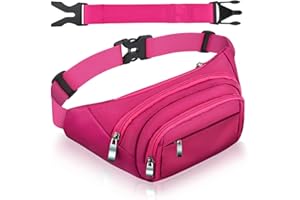 SUPHOSMT 4 Taschen Bauchtasche Damen mit 35 cm verlängertem Gürtel Gürteltasche Herren Große Kapazität wasserdichte Hüfttasche Rosa für iPad Mini & iPhone 12 pro max- Bauchtasche für Sport
