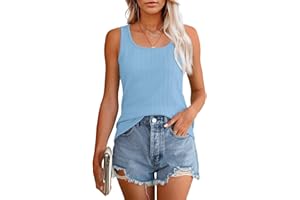 Sampeel Womens Vest Top Ladies Summer Tops U Neck Tank Vintage Knit Twist Sleeveless Clothes